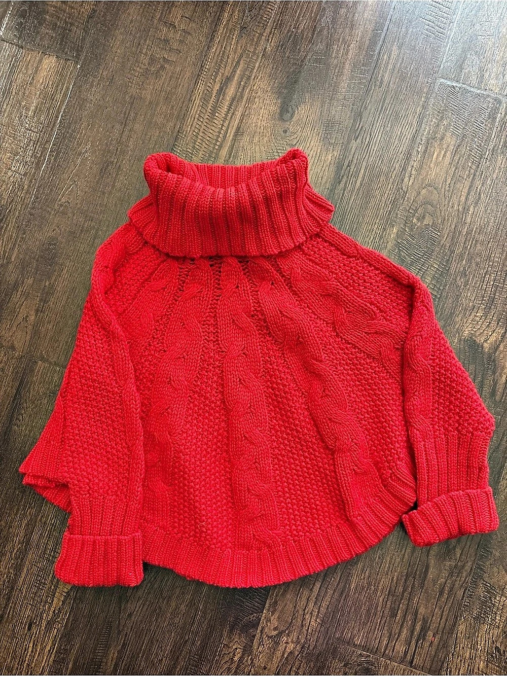 Carter's Turtleneck Cable Knit Poncho Sweater Red Turtleneck Sweater Size 2T